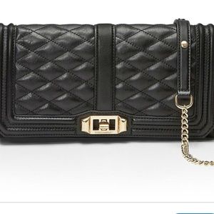 NWOT Rebecca Minkoff Love Clutch Black Gold